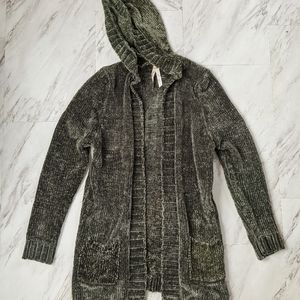 Cozy green hooded cardigan